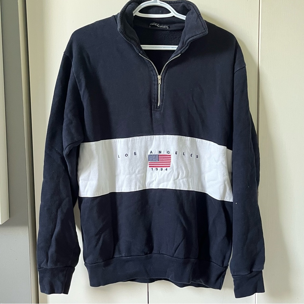 Brandy Melville Half-Zip Pullover Sweatshirt - Los Angeles 1984